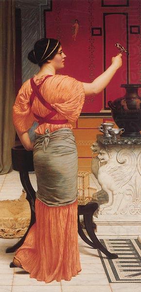 John William Godward Lesbia with her Sparrow china oil painting image